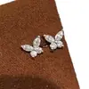 Mini Pendientes de Mariposa Completamente de Plata de Ley S925 con Moissanita, Tachuelas Súper Brillantes Tipo Hada, Accesorios Versátiles para Perforaciones de Oreja para el Día a Día