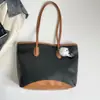 2026 Bolsa Tote Color Block Retrô Grande Capacidade para o Dia a Dia Ombro Único Bolsa Grande Aluno Aula Ombro Único Tote Bolsa de Mão