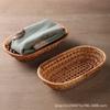 Cesta de pão japonês Rattan tecido prato de frutas estilo europeu Panelas de frutas Faca e garfo Cesta tecida Cesta de alimentos Bandeja de lanche