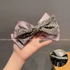Estilo Coreano Luxo Leve Preto e Branco Floral Laço Prendedor de Cabelo Faixa de Cabelo Corda de Cabelo Feminina Rabo de Cavalo Elástico Presilha de Cabelo Presilha de Mola Acessório de Cabelo