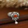 Anel de Beijo de Peixes Desgastado Retro Chiba Prata Tailandesa Simples de Alta Qualidade Elegante Versátil Anel Aberto Feminino