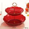 Plato de Frutas de Año Nuevo Rojo Festivo Hogar Sala de Estar Mesa de Centro Plato de Frutas Multicapa Plato Rojo de la Felicidad Snacks Fruta Seca Plato de Dulces
