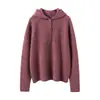 Suéter con capucha de mezcla de cachemira para mujer, 26 nuevo estilo otoño/invierno, corte holgado, adelgazante, moderno y elegante