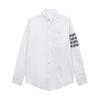 Nuevo TB JL Manga Larga Color Sólido Cuello Puntiagudo Borla Manga Izquierda Cuatro Barras Casual Primavera y Otoño Camisa de Pareja para Hombre y Mujer