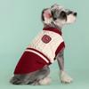 Nuevo suéter estilo universitario para perro y gato de tamaño pequeño y mediano, ropa de otoño e invierno con combinación de colores cálidos, sin mangas, accesorios para mascotas