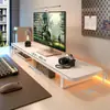 Soporte elevador para monitor de computadora de escritorio para e-sports, estante de escritorio extendido de doble capa con bandeja para teclado