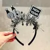 Diadema de Año Nuevo Transfronteriza Nueva Tema del Día de Año Nuevo Fiesta Fiesta Happynewyear Arte Latte Accesorios para el Cabello Accesorios para Fotos