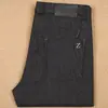 Jeans para hombre primavera y verano mezclilla bordada rectos ajustados simples de pierna recta juveniles elásticos color liso pantalones largos