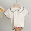 Camiseta de Verano de Manga Corta para Niñas Cuello de Muñeca Verano Delgada Bebé Manga Media Top Camisa Básica Infantil para Bebé Niños Estilo Coreano