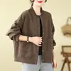 Chaqueta de Béisbol Casual para Mujer Otoño 2026, Cuello Redondo, Versátil, Corte Holgado, Adelgazante, Color Sólido Simple, Sudadera Abrigo Estilo Coreano