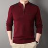 [Forrado com lã interna] Suéter de lã Feel Meia-idade e pai idoso Inverno Zíper Suéter de malha Suéter masculino de outono e inverno