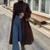 Outono e inverno Novo cardigã suéter de veludo imitação de mink feminino longo sobre o joelho preguiçoso casaco suéter grosso folgado