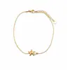 Cadena Hueso de Serpiente Dorada, Tobillera de Perla Estrella de Mar, Tobillera Estilo Resort Costero, Fresca y Única, Nicho, Joyería de Pie Dulce y de Moda