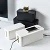 Caja de Almacenamiento de Cables de Madera de Bambú a Prueba de Polvo para Escritorio Almacenamiento de Cables de Datos Caja de Gestión de Cables de Alimentación Cable de Enchufe Cable de Computadora