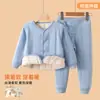Esencial para el uniforme escolar: conjunto cálido de invierno para niños mayores, chaqueta de algodón con forro de lana engrosada y pantalones para niños y niñas, capa interior para niños