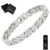 Pulsera magnética popular transfronteriza europea y americana, moderna y de lujo ligero, aleación con forma de trébol con diamantes, pulsera magnética de una fila para mujer