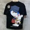 Camiseta Masculina Nova Tendência Simples de Manga Curta Verão Estilo Coreano Manga Meia Manga Estilo Hong Kong Solta Casual Marca Tendência Camiseta