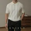Suéter Fino de Manga Corta de Seda Helada Estilo Business Casual para Hombre, Camisa de Punto de Manga Media de Marca de Moda, Modelo Nuevo para Primavera/Verano 2025