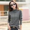 Camiseta básica de cuello alto para mujer otoño e invierno estilo coreano corte ajustado pedrería manga larga top color sólido entrega de una pieza fuente transfronteriza