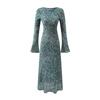 L26145-25 Nuevo Estilo de Verano Estilo Europeo y Americano Fresco de Verano Delgado Vacaciones Casual Cuello Redondo Mangas de Campana Vestido