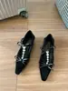 Zapatos de Salón Individuales para Mujer, Estilo Nuevo Primavera 2026, Punta Cuadrada Francesa, Adorno de Lentejuelas en Forma de Lazo, Boca Baja, Terciopelo, Correa en T, Tacón Grueso
