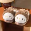 Pantufas de Algodão Pelúcia para Casa Estampa de Leopardo Laço 3D Boneca Outono/Inverno Item Quente Celebridade da Internet Estilo Menina Sapatos de Algodão Quentes com Veludo