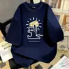 Camiseta de Algodón Puro de Manga Corta Guochao para Hombre, Nuevo Estilo de Verano, Holgada y Versátil, Top Redondo Adelgazante de Media Manga con Estampado de Dibujos Animados