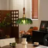 Luminária pendente de cabeceira vintage para quarto principal, estilo de alta qualidade francês de meados do século, cabeça única de madeira maciça, para hall de entrada e corredor, cabo longo, pequeno pendente de alumínio