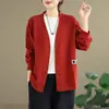 Foto Real da Jaqueta Curta Original Literária Retrô 2025 para Mulheres, Solta, Justa e Versátil, Cor Lisa, Algodão, Top Casual