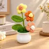 Adorno de Escritorio de Hilo de Ganchillo Terminado Maceta Esponjosa Decoración de Planta Regalo Planta en Maceta Maceta de Flores Tejida a Mano Flor Pequeña