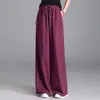 Pantalones casuales holgados de algodón y lino de cintura alta para mujer de 100 kg con cordón y cintura elástica, delgados de verano, nuevo estilo 2026, pantalones largos