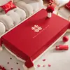 Mantel para Mesa de Café de Boda, No Lavable, Impermeable, Resistente al Aceite, Mantel Rojo para Mesa de Comedor, Cubierta Festiva para Decoración de Recién Casados, Mantel de Año Nuevo
