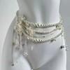 Cadena de Cintura de Múltiples Capas con Borlas, Flores y Perlas de Lujo Ligero, Sexy, Moda, Sentido de Alta Gama, Personalidad, Nicho, Elegante Decoración de Cintura para Mujer