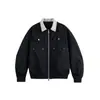 Nanxia Disfraz Otoño Nuevo Americano Retro Lavado Chaqueta de Lona de Ingeniero para Hombre Holgada Abrigo de Trabajo Superior