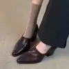 Zapatos de vestir simples retro Chuyuji 2026, diseño elegante y versátil, tacón grueso, punta fina, nuevos mocasines de otoño e invierno