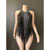 Baile Europeo y Americano Sexy Brillante Pedrería Elástico Lentejuelas Borla Mono Ropa de Performance de Escenario Performance Comercial Regalo Transfronterizo