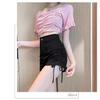 Shorts Casuales de Verano de Cintura Alta Adelgazantes con Cordón para Mujer, Diseño Petite, Shorts Negros Únicos