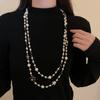 Colar Flor de Pérola e Diamante Banhado a Ouro Real Moda de Nicho Corrente para Clavícula Versátil Elegante Luxo Leve Joias de Alta Qualidade