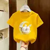 Camiseta de Manga Corta 100% Algodón para Niñas Puro Algodón Verano Nuevo Estilo Tops de Moda para Niños Ropa para Niños Camiseta de Manga Media para Bebé