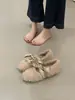 Zapatos de Algodón de Lana de Cordero con Lazo Aumentador de Altura Interior para Mujer, Nuevo Estilo Invierno 2025, Planos Cálidos de Felpa sin Cordones