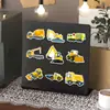 20 Peças de Ímãs de Geladeira Magnéticos Macios de Veículos de Engenharia, Escavadeira Infantil Criativa, Adesivos Magnéticos Decorativos de Metal para Quadro-Negro e Computador