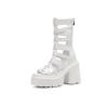 Sandalias Romanas de 12 cm para Mujer con Tacón Grueso Super Tacón Sandalias Verano Nuevo Estilo Británico Punta Abierta Plataforma Zapatos para Mujer Versátiles