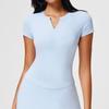 Verano Nuevo Cuello en V Ropa Deportiva de Manga Corta Ropa de Fitness Transpirable Adelgazante de Ajuste Ceñido Spice Girls para Mujer Ropa para Correr Yoga Top