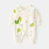 Mameleco de una pieza para recién nacido, Mono de bebé sin costuras, Ropa de algodón puro estilo monje para recién nacidos de otoño e invierno, Traje para gatear con velcro Ropa para bebé