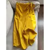 2026 Nova Saia Casual Slimming de Linho Tencel com Fenda Frontal Cor Sólida Longa Atacado N4Dq6111