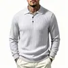 2026 Nuevo Jersey de Punto Casual con Cuello para Hombre, Otoño-Invierno, Transfronterizo, Canalé, Tallas Grandes, Camiseta Base de Moda y Cálida