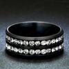 Anillo de diamantes de acero de titanio europeo y americano transfronterizo, venta al por mayor, joyería coreana, anillo de acero inoxidable con punta de perforación de doble fila y diamantes completos