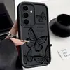 Funda para teléfono Samsung S26Ultra Paso a Paso S24 Mariposa Negra A16 Elegante A72 Cubierta Protectora Funda Suave S25