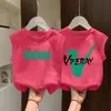 100% AlgodãoColete de Verão Sem Mangas para Crianças Maiores Meninos Meninas Nova Camiseta Básica de Algodão Puro Estilo Street Coreano