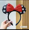 Tiara Laço Grande Vermelho de Bolinhas Mickey Mouse Minnie Tiara Bonita Show de Fotos Rosto Pequeno Acessórios de Cabelo Parque de Diversões